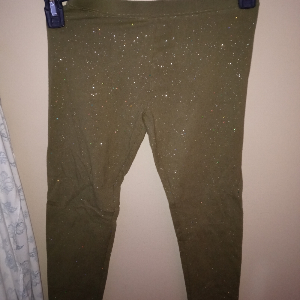 Kid green leggings with sparkles